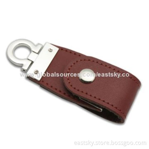 Leather Pen Drive ESU-L03, Cheap Price with Leather Case, Warranty Free for 2 Years, 64MB to 32GB